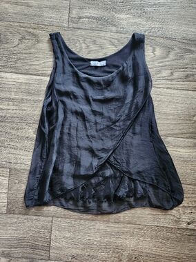 Gigi Moda Italian Silk Top Whimsygoth Sleeveless Blouse in Black